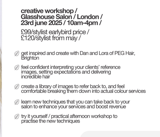 organic colour systems / peg hair workshop / colour techniques - 23rd June 2025